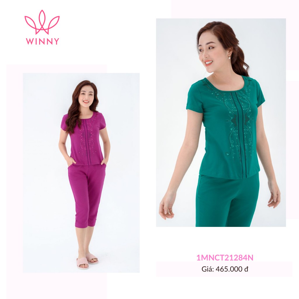 [CHÍNH HÃNG] Bộ đồ cotton cao cấp Winny đẹp, nữ tính, siêu thấm hút mồ hôi - bộ ngủ trung niên đẹp, trẻ trung đều măc