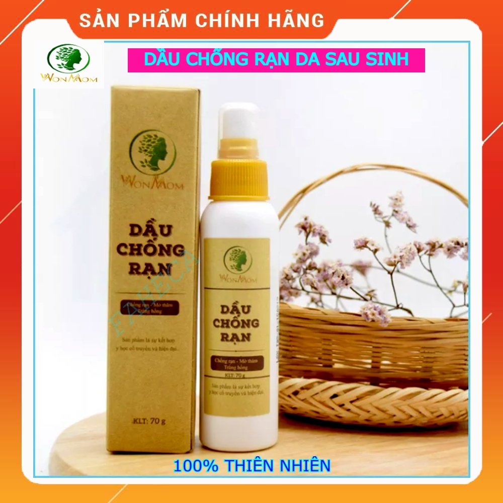 Dầu chống rạn da WONMOM Chai xịt 70g cho mẹ trước và sau sinh, chăm sóc mẹ sau sinh, dưỡng trắng, 100% Thiên nhiên