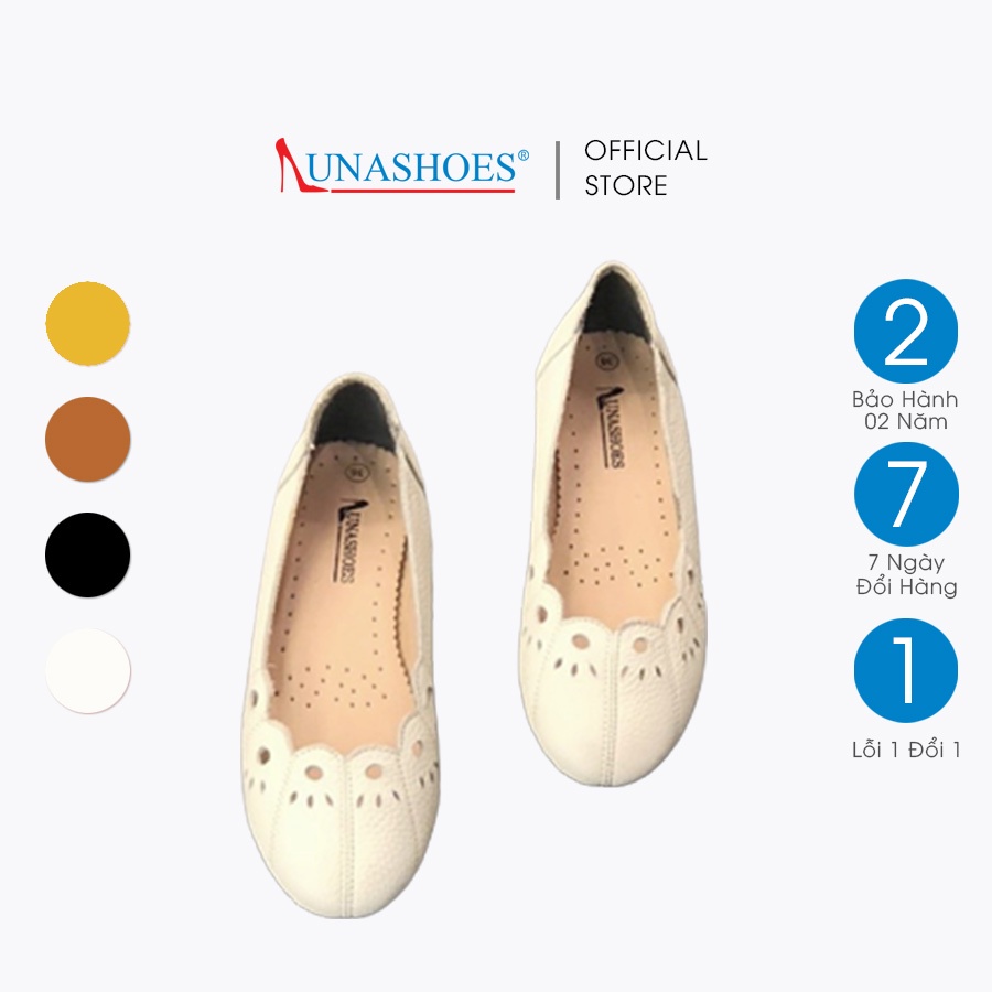 Giày bệt nữ mũi tròn da bò thật 100% và bảo hành 2 năm 1 đổi 1 LUNASHOES 1072 êm chân dễ phối đồ