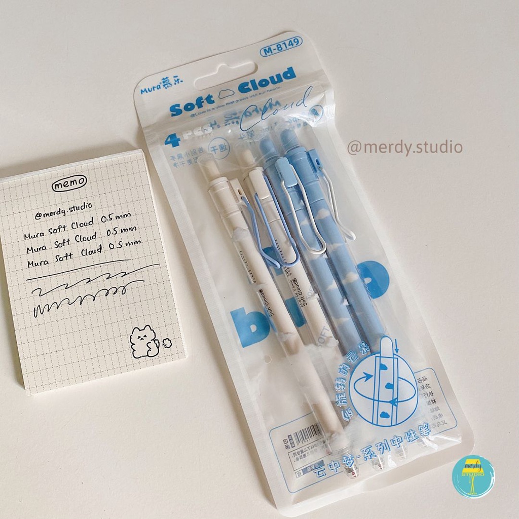 Bút bấm Mura Soft Cloud thiết kế đám mây trôi sáng tạo mực đen, ngòi 0.5mm