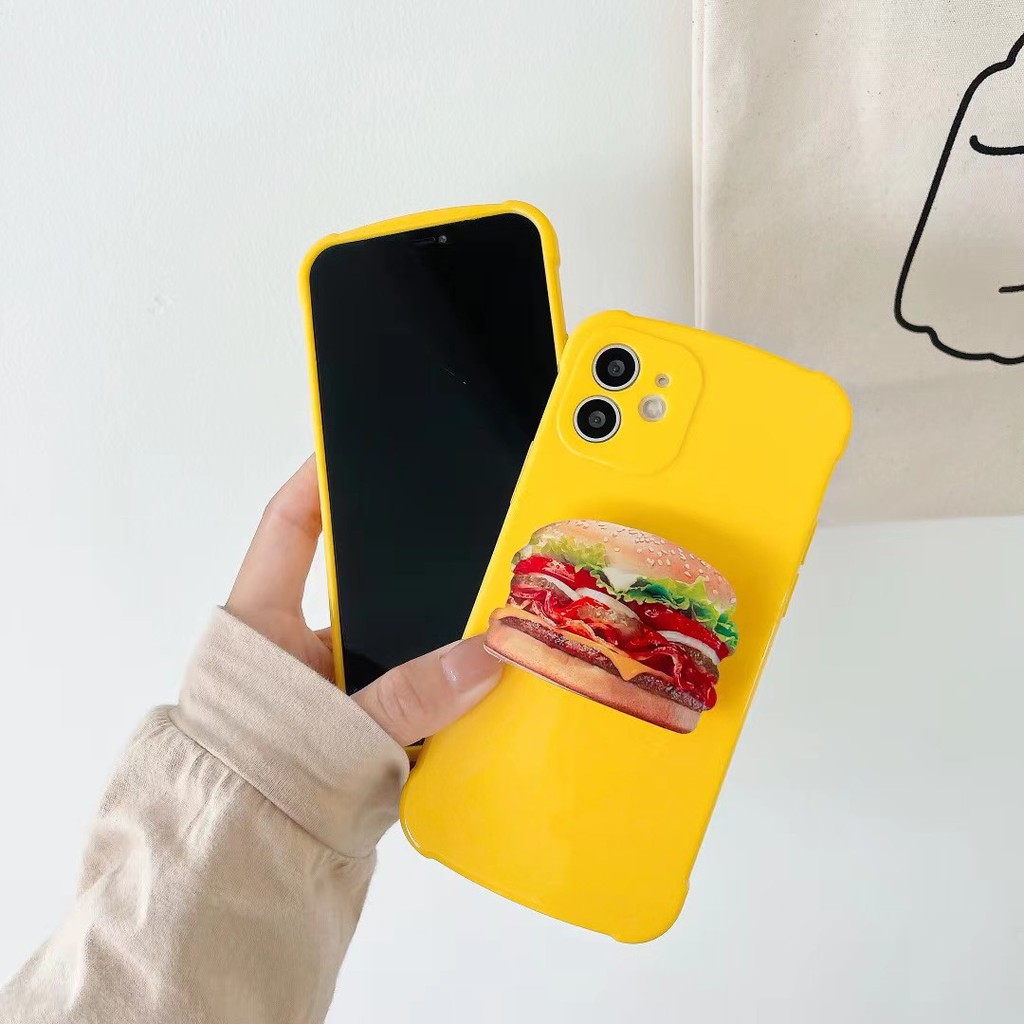 iPhone 12 Burger image mobile phone holder case or iPhone 7 7plus 8 8Plus SE2 11 11PRO 11PROMAX 12MINI 12PRO 12PROMAX X XR XS XSMAX tpu soft case