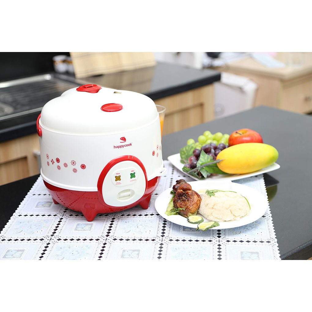 Nồi Cơm Điện Happy Cook Cao Cấp Dung Tích 1.2 Lít và 1.8 Lít, Tặng Kèm Khay Hấp