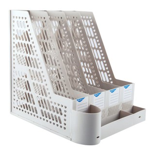 Khay đựng hồ sơ 4 ngăn kèm ống cắm bút GuangBo WJK9267 (giao màu ngẫu nhiên)