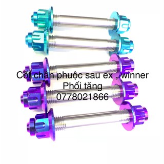 Cốt inox + 2 ốc đầu dù + 2 tán 10 ly GR5 Titanium gắn chân phuộc cho các dòng Ex, Winner
