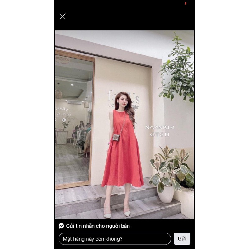 Váy suông đũi ulzzang sát nách dáng xoè rộng
