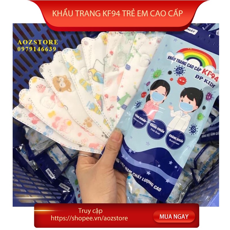 Khẩu trang KF94 cho bé an toàn tuyệt đối 4 lớp kháng khuẩn gói 10 cái