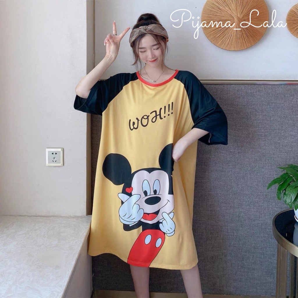 Váy ngủ cotton giấy họa tiết hoạt hình đáng yêu | BigBuy360 - bigbuy360.vn