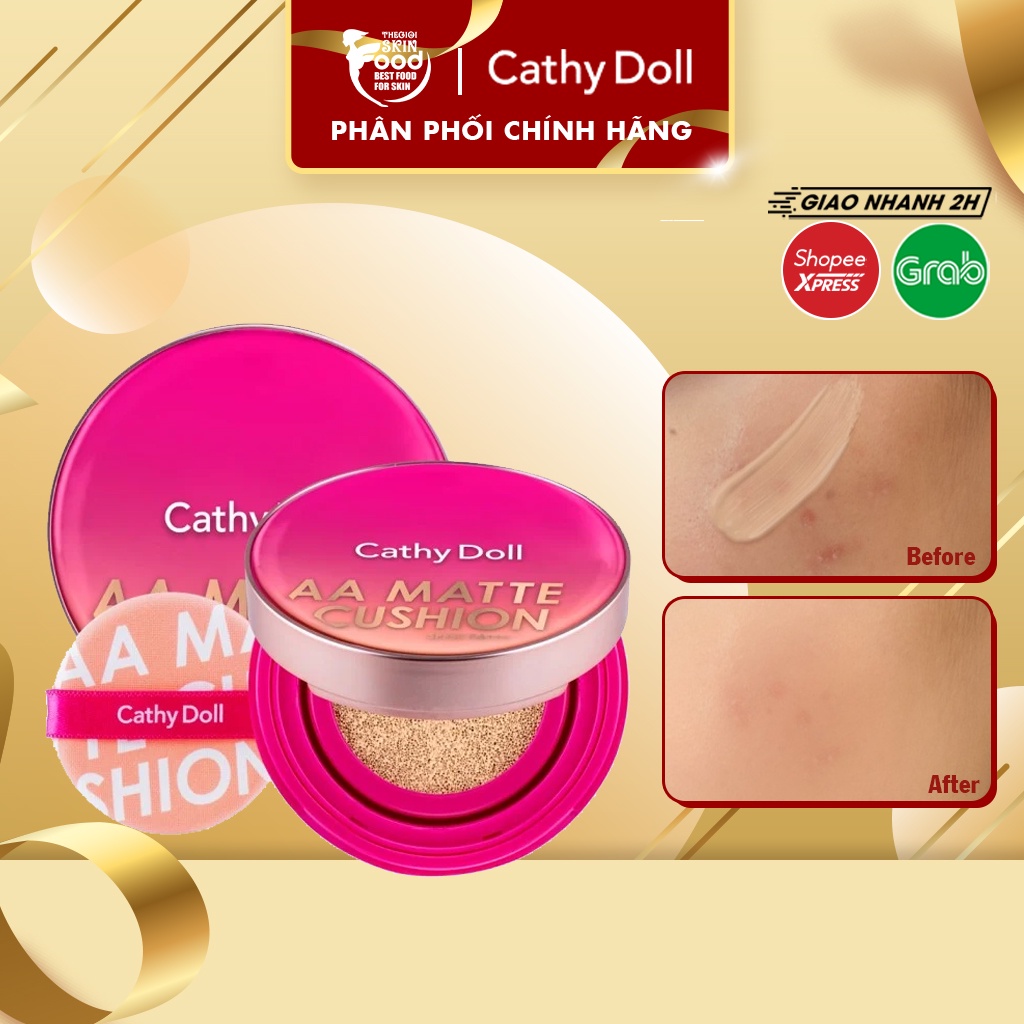 Phấn Nước Trang Điểm Che Phủ Hoàn Hảo Cathy Doll AA Matte Cushion SPF50 Acne And Sebum Control 10g