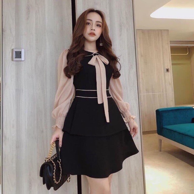 Váy tay bồng đầm dáng xòe🌈FREESHIP🌈mẫu đầm nữ đầm dáng xòe siêu xinh, cổ bẻ thắt nơ, thích hợp đi làm đi chơi - L021 | BigBuy360 - bigbuy360.vn