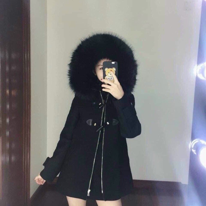 Áo khoác dạ mũ lông 2 khuy hàng chuẩn hãng ivy sz sm