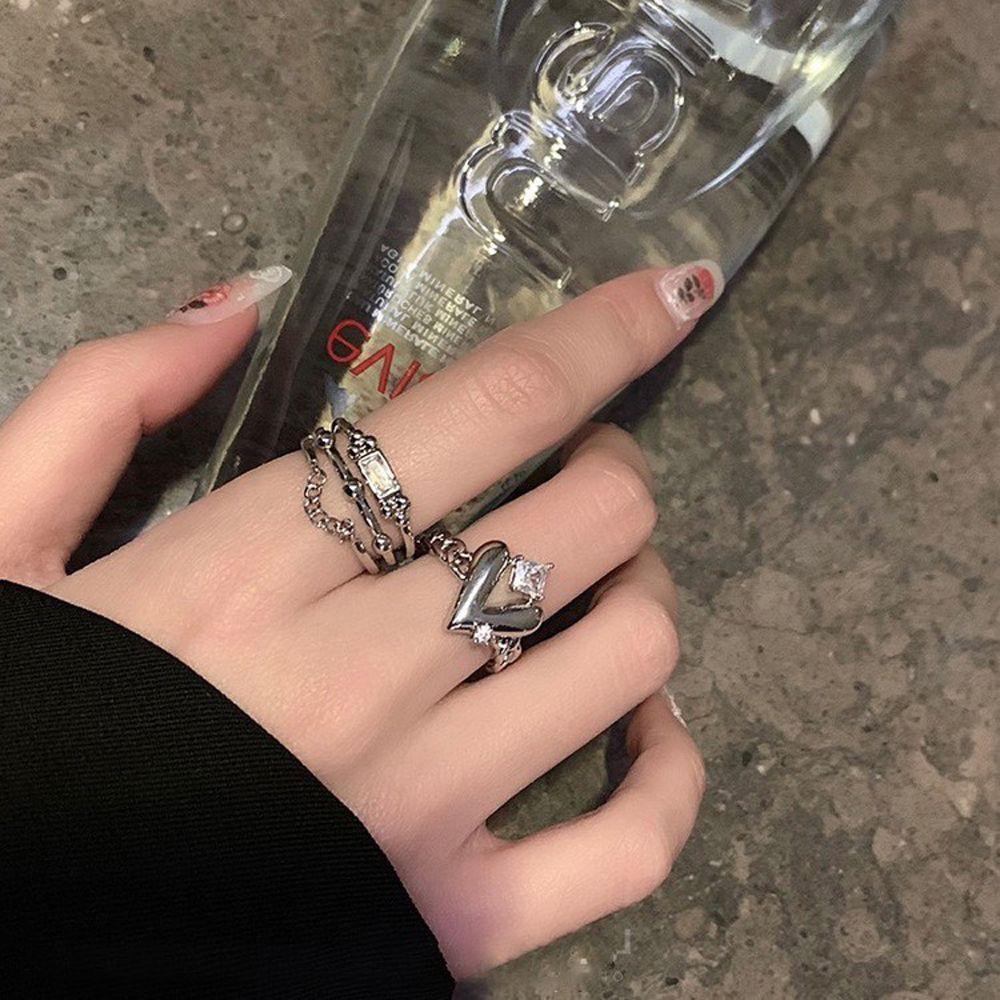 Nhẫn Hình Trái Tim Có Thể Điều Chỉnh Kích Cỡ|Vòng Tay Thời Trang Nhiều Màu Cá Tính