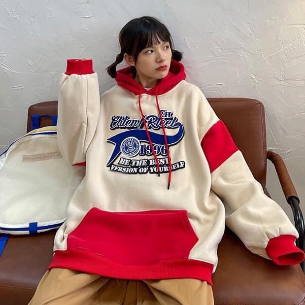 Áo Nữ, Áo Hoodies 1996 Chất Nỉ Phối Màu Siêu Xinh