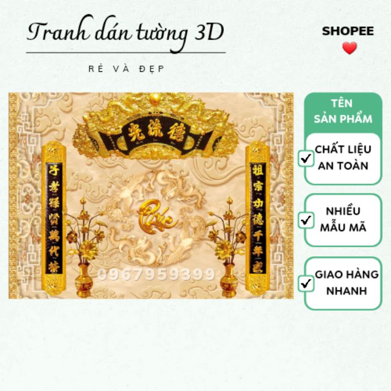 Tranh dán bàn thờ phòng thờ 3d tranh lụa dán tường in theo kích thước lh z@lo:0.9.6.7.9.5.9.3.9.9
