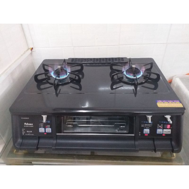 BẾP GAS PALOMA VIP MẶT MEN FULL CHỨC NĂNG HẸN GIỜ TẮT 3 LÒ HÀNG NỘI ĐỊA NHẬT BẢN