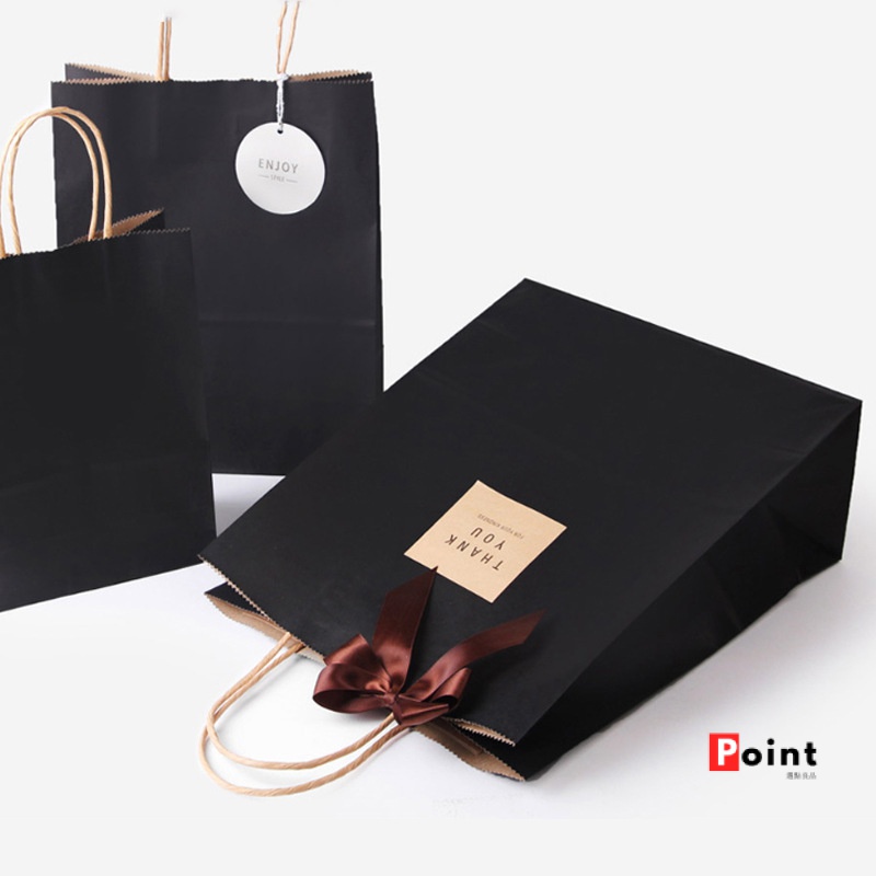 Set 10 Túi Giấy Kraft Đen Thân Thiện Với Môi Trường Đựng Quà Tặng
