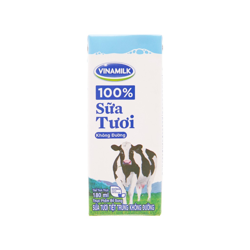 Thùng 48 hộp sữa tươi tiệt trùng Vinamilk 100% không đường 180ml