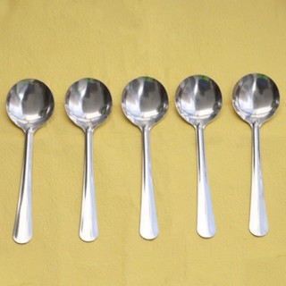 Thìa inox ăn cơm cháo súp cán dài đầu tròn dài 17.5cm [ T#02 ]