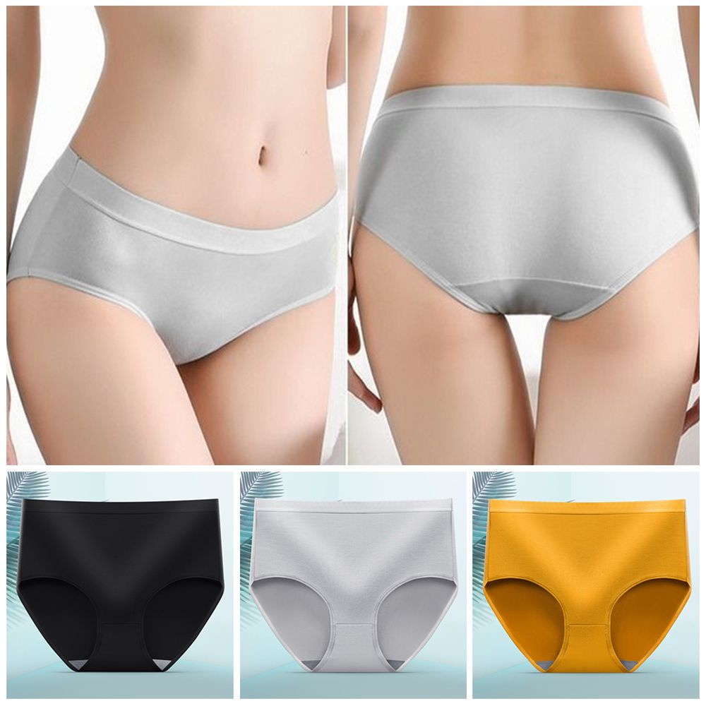 Quần lót cotton màu trơn lưng vừa thoáng khí dễ thương MIHAN1 cho nữ