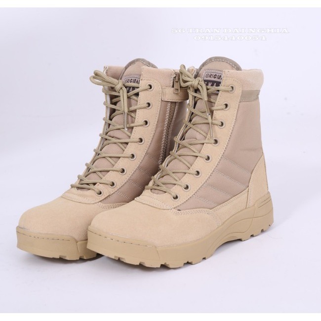 BÁN SỈ - Giày COMBAT ORIGINAL SWAT Mỹ cao cổ KAKI | BigBuy360 - bigbuy360.vn
