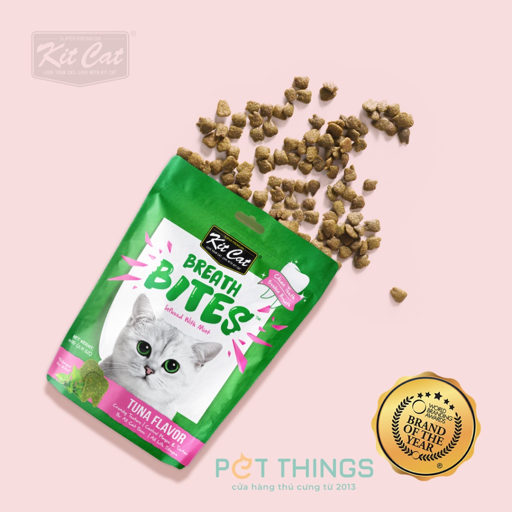 Bánh thưởng sạch răng cho mèo Kit Cat Breath Bites 60g