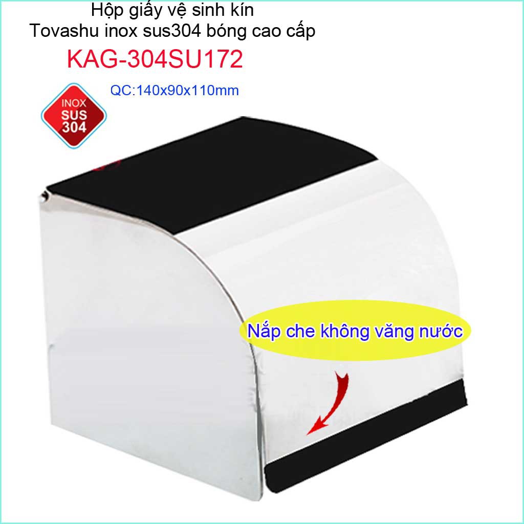 Kệ giấy nhà tắm Tovashu KAG-304SU172, hộp đựng giấy nhà vệ sinh Inox SUS304 Nhật cao cấp