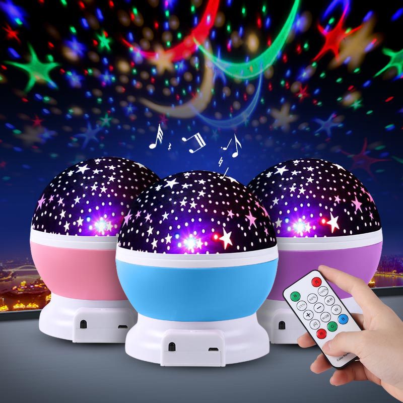 Đèn Ngủ led Xoay Kết Nối Bluetooth Hình Bầu Trời Sao Kèm Điều Khiển Từ Xa
