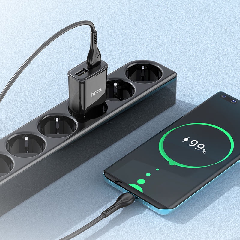 Bộ sạc nhanh 2 cổng HOCO cáp sạc USB -TYPE C, MICRO, củ sạc nhanh C88A 2,4A Cho 6/7/8/X/11/12/13, OPPO,VIVO