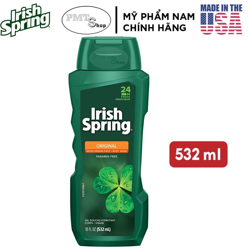 Sữa Tắm nam Irish Spring 532ml Original | Deep Action Scrub | 5in1