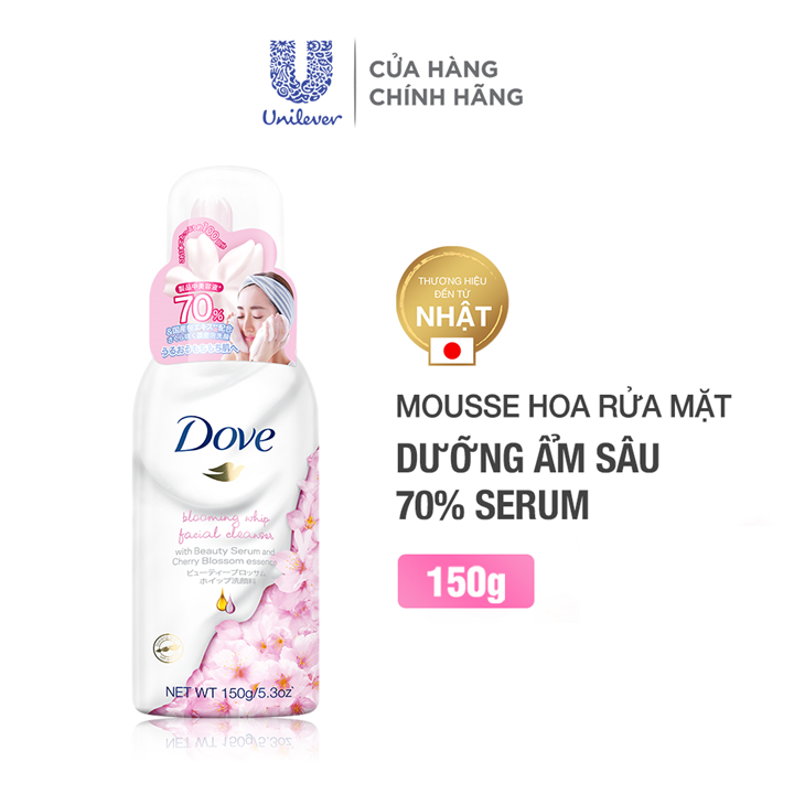 [Mã Fmcgmall - 8% Đơn 250K] Whip Rửa Mặt Dove Với Tinh Chất Serum &Amp; Chiết Xuất Hoa Anh Đào...