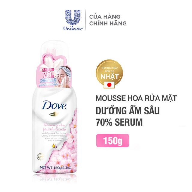 Whip rửa mặt DOVE với tinh chất serum & chiết xuất hoa anh đào 150g