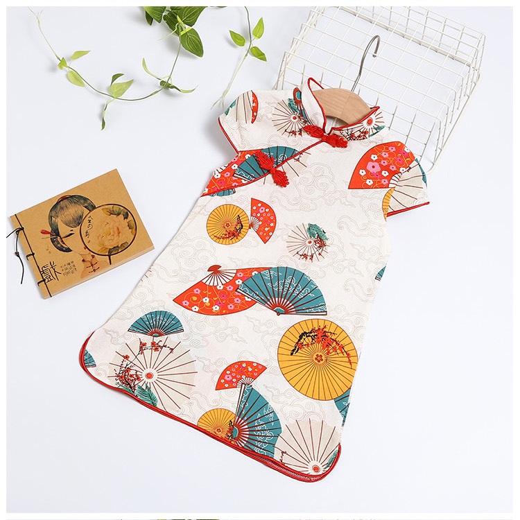 Đầm sườn xám đẹp cho bé gái mặc tết size 10-22kg hàng Quảng Châu cao cấp