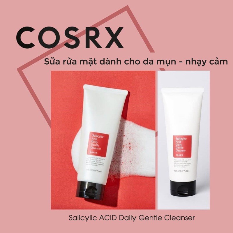 Sữa rửa mặt Cosrx đỏ Salicylic Acid Daily Gentle Cleanser 150ml
