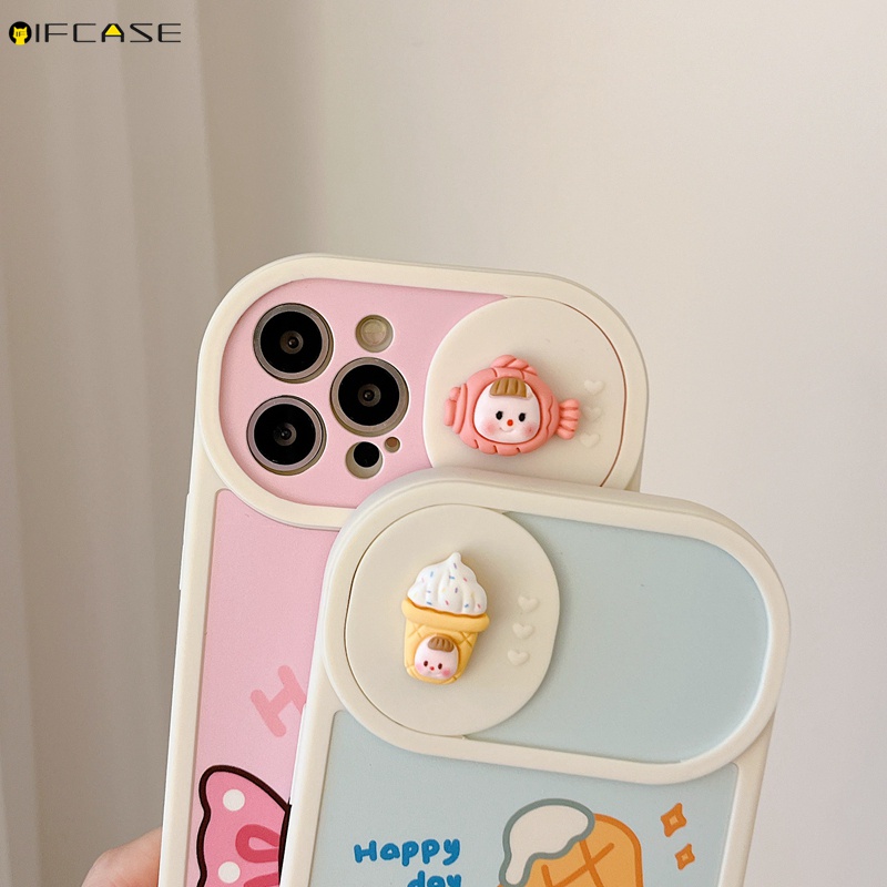 Ốp Điện Thoại Mềm Chống Sốc In Hình Que Kem Đơn Giản Có Nắp Trượt Bảo Vệ Camera Cho iPhone 13 12 11 Pro Max XS Max XR X