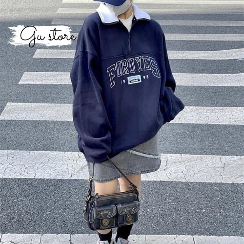 Áo Sweater Form Rộng Unisex Tay Bồng Nam Nữ Mặc Được Chất Nỉ Cotton Dày Đẹp Không Bai Gu Store mã681