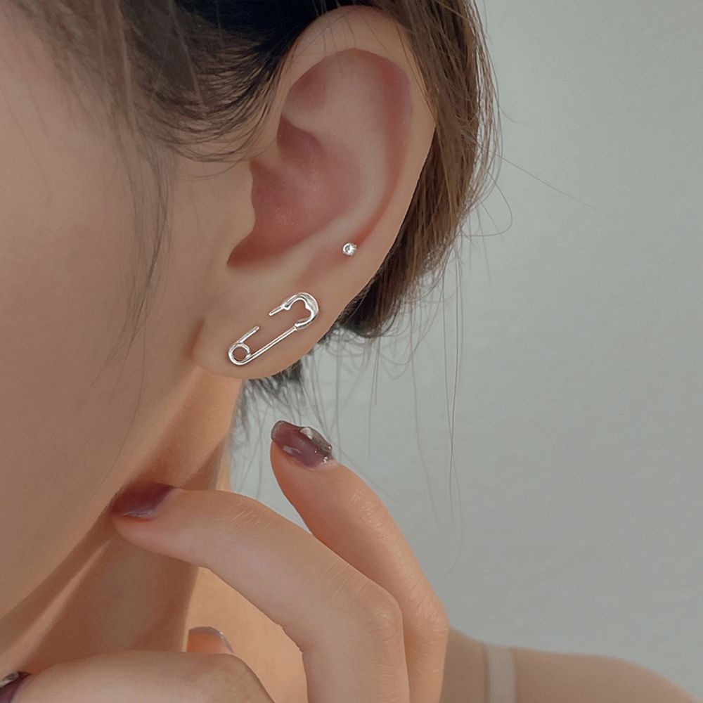 Khuyên tai nữ MKEB mặt hình kim băng bằng đồng đơn giản phong cách punk thời trang đường phố Hàn Quốc