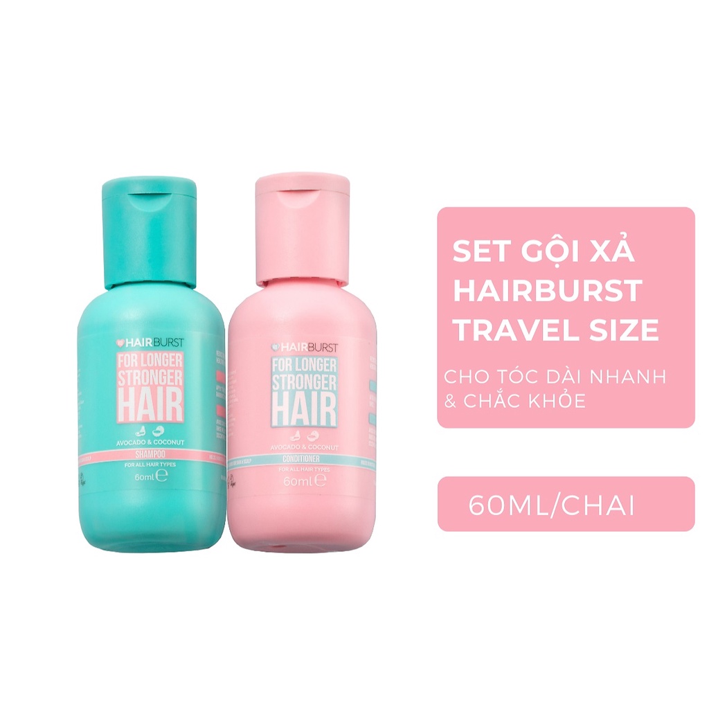 Set Mini Gội Xả HAIRBURST For Longer Stronger Hair Dưỡng Mọc Tóc - 60ml x 2