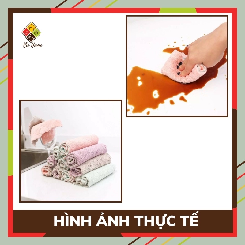 Khăn lau bát đĩa BEHOME với hai lớp chống dính đa chức năng cho nhà bếp thấm nước chống dính dầu mỡ hai mặt loại to