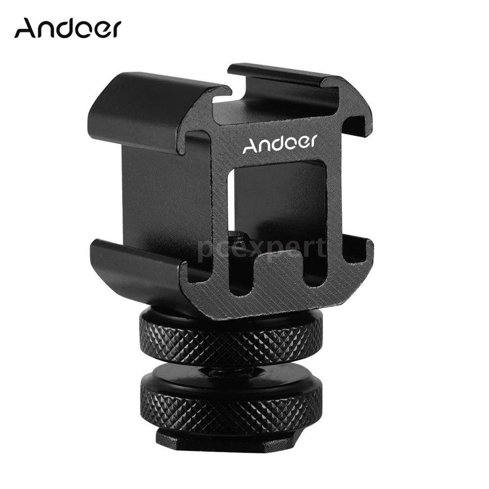 PCER◆ Andoer 3 Cold Shoe Mount Adapter On-Camera Mount Adapter for Canon Nikon Sony DSLR Camera for 