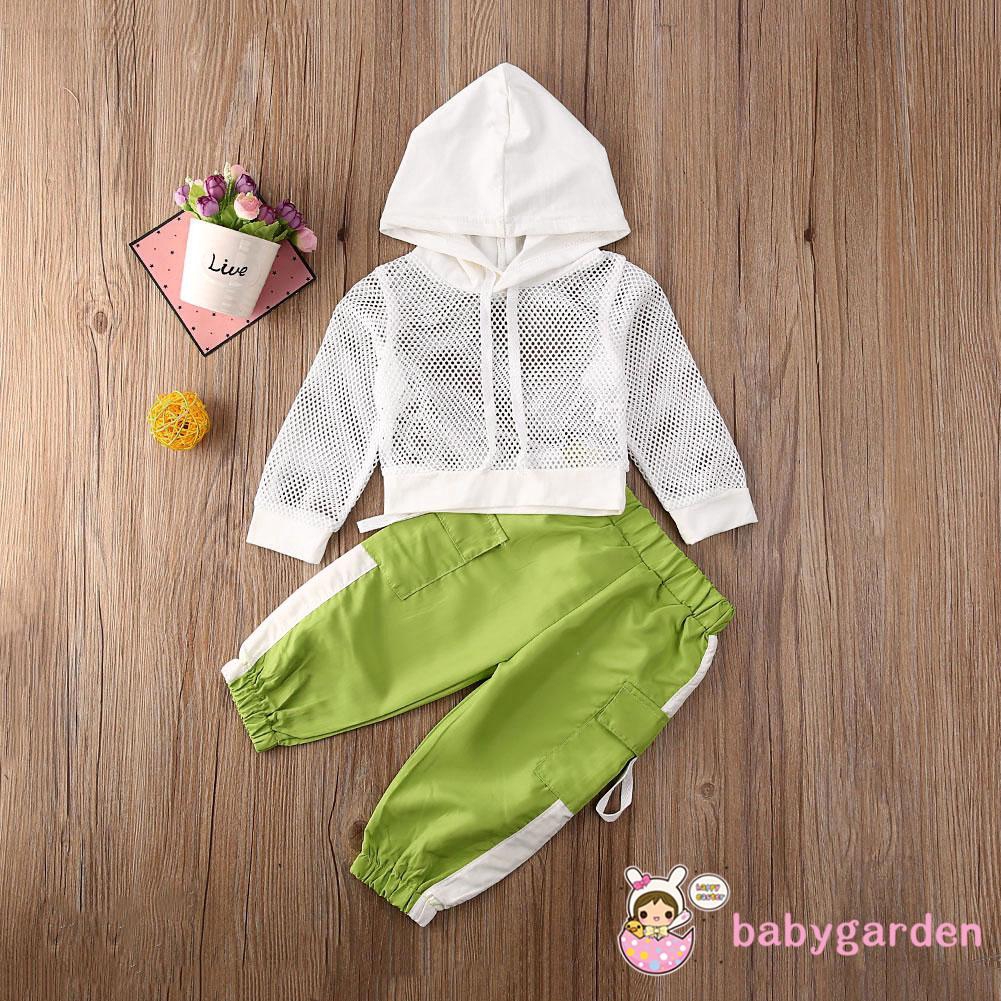 Bộ Áo Hoodie+Quần Dài Phối Lưới Cho Bé Gái