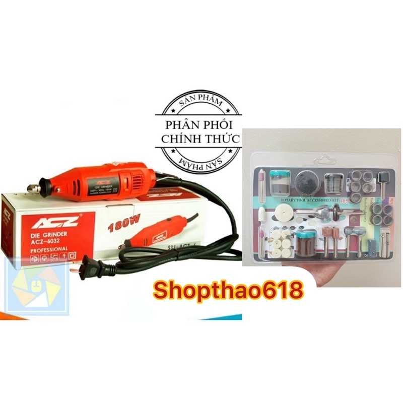 Combo Bộ Máy khoan mài khắc đa năng mini ACZ chính hãng + Bộ phụ kiện 105 chi tiết