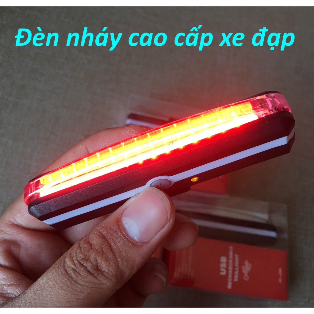 đèn nháy xe đạp cao cấp chống nước BMN02 nháy 2 màu xanh đỏ siêu sáng sạc usb tặng dây sạc