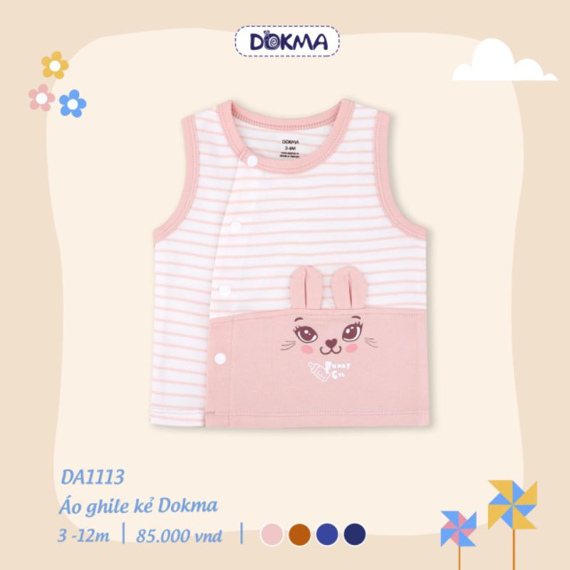 Áo gile cotton dày vừa Dokma bé trai/ bé gái 0-12 tháng