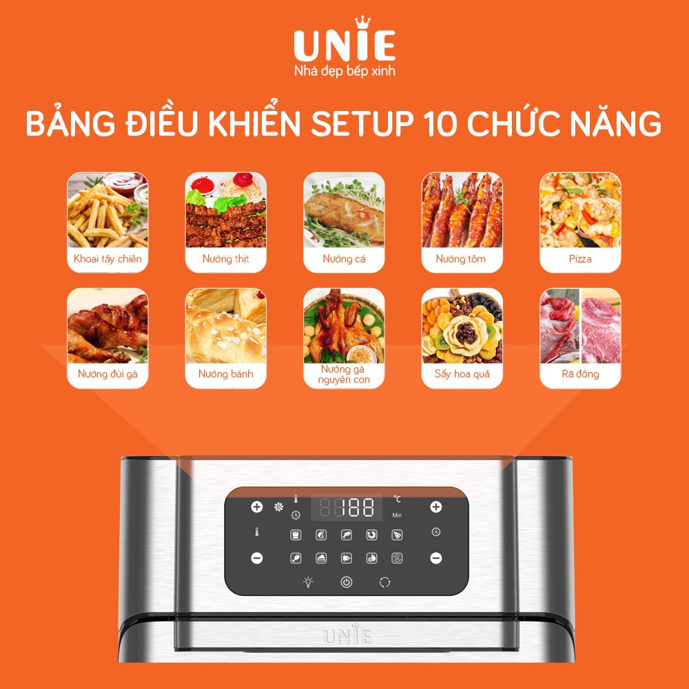 [Mã ELHADEV giảm 4% đơn 300K] (Mã CHUT002 giảm 8%) Nồi chiên không dầu 10L UNIE UE-1000 - Hàng Chính Hãng