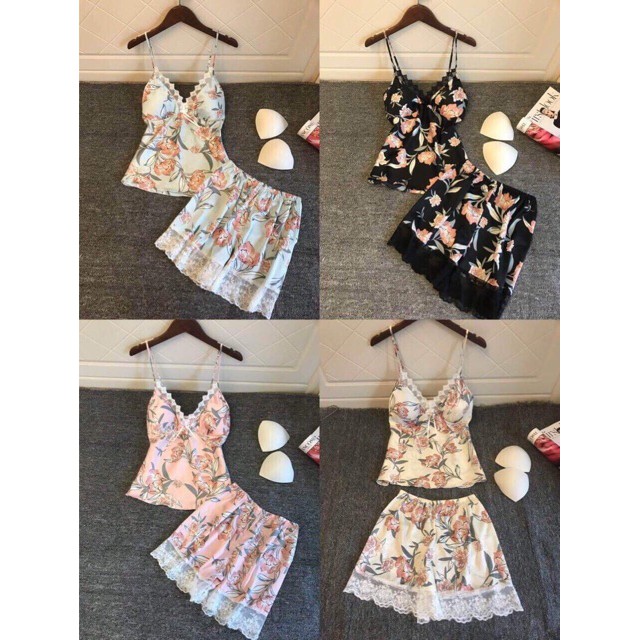 [SALE SỐC] Bộ ngủ đùi hoa lụa sexy hottrend 2019 | BigBuy360 - bigbuy360.vn