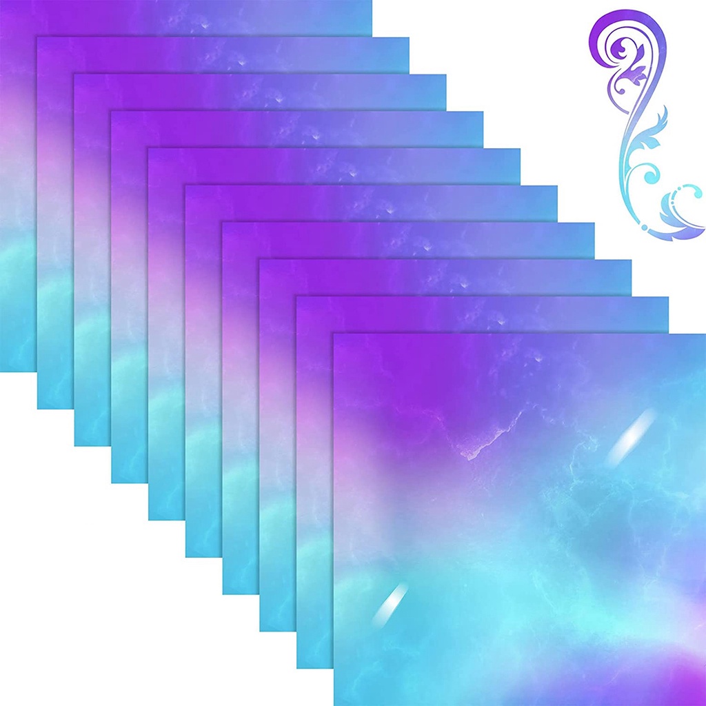 YIYU Sticker vinyl màu hologram bóng chống thấm nước dán trang trí kèm dụng cụ cắt thủ công độc đáo