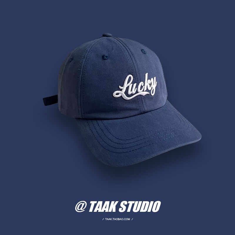 Mũ Lưỡi Trai Unisex Vành Rộng Thêu Chữ "lucky" Phong Cách Hàn Quốc