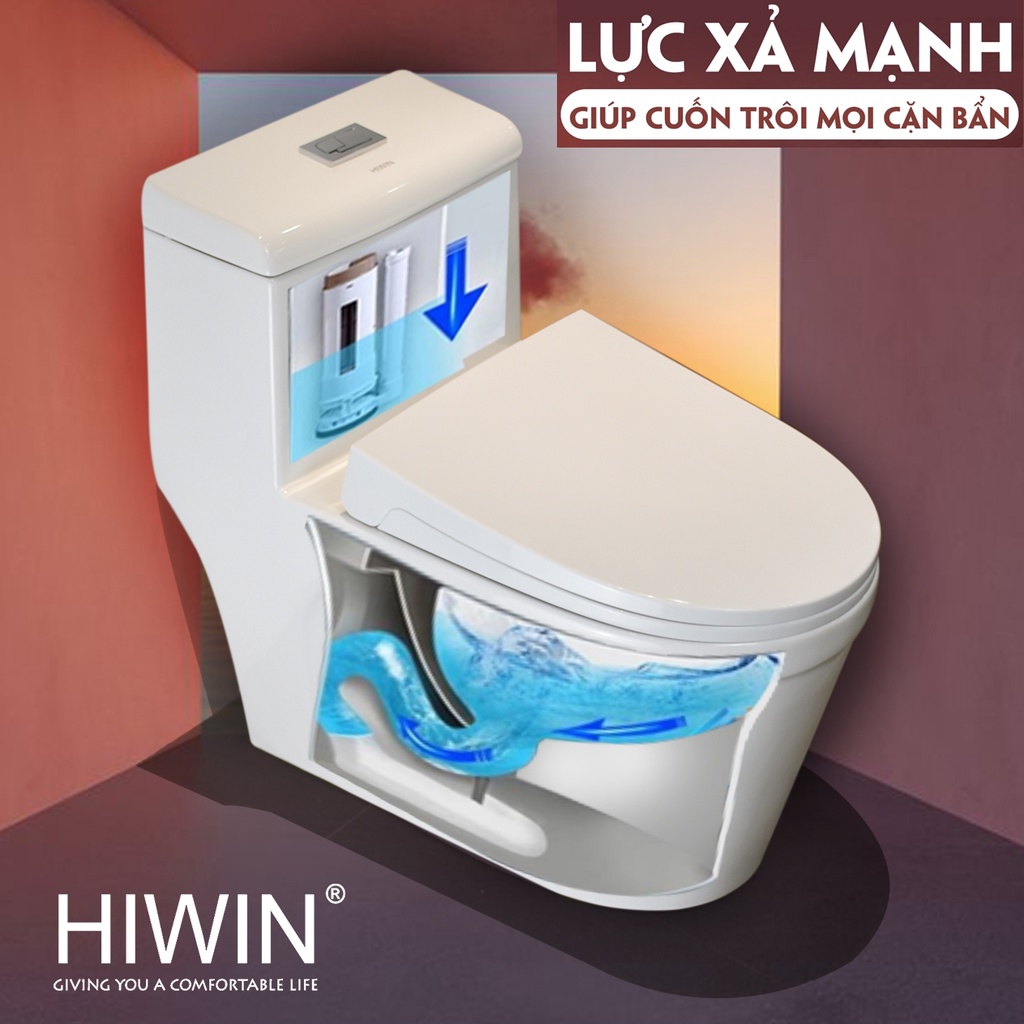 Bồn cầu sứ nguyên khối tráng men chống bám bẩn cao cấp HIWIN MT-2216