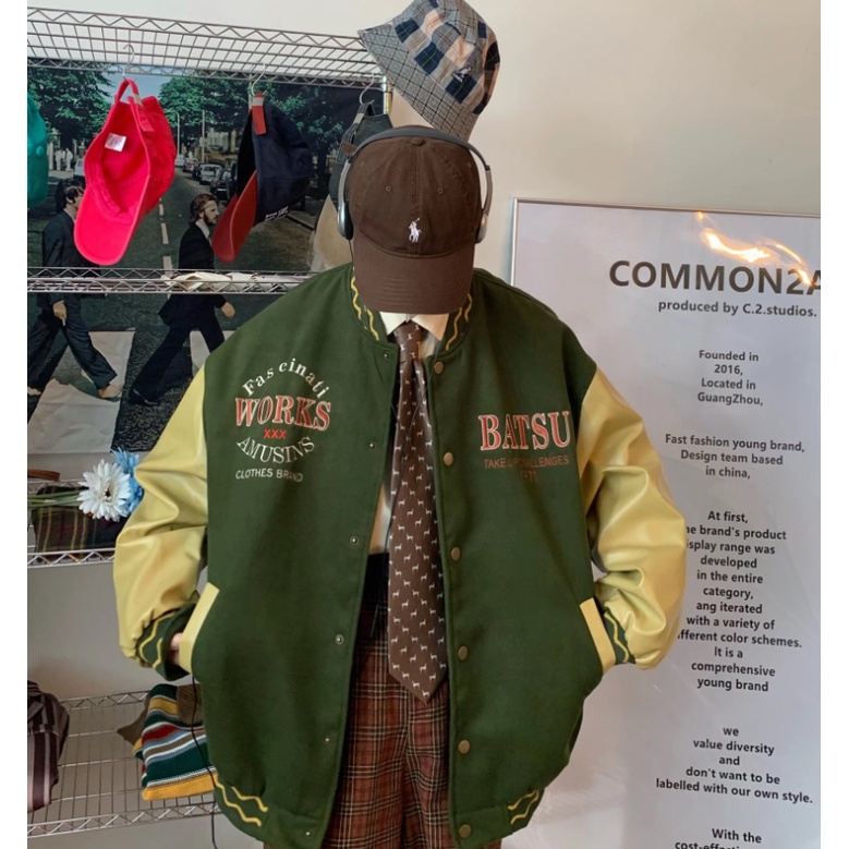 Áo Khoác Bóng Chày Nam Nữ Thêu Chữ Cái