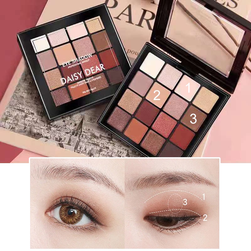 Bảng phấn mắt SUAKE 16 màu sắc hiệu ứng lì/ ánh nhũ lên màu chuẩn đẹp