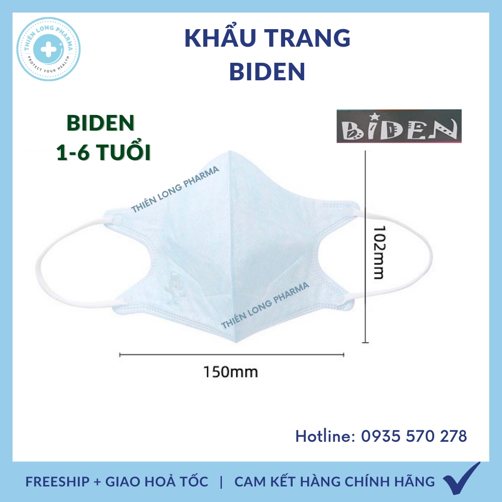 Khẩu trang trẻ em BIDEN [Hộp 10 Cái] khẩu trang y tế cao cấp cho bé hàng chính hãng công ty Cửu Long